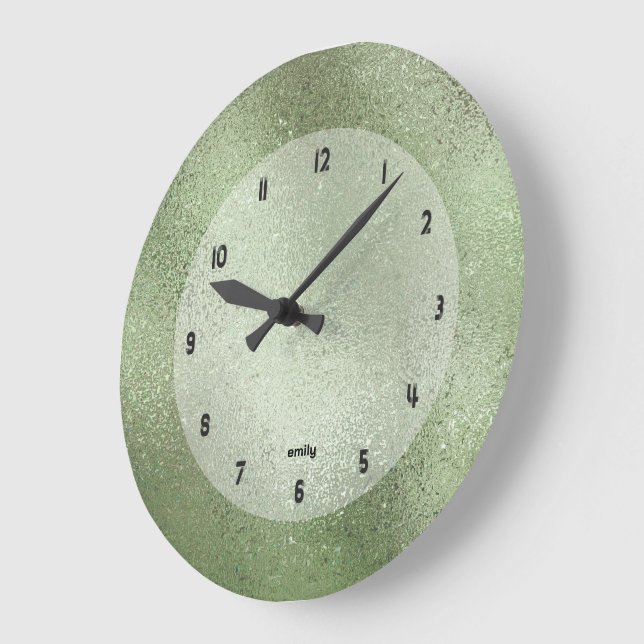 Schimmernde grüne Hintergrundbilderstruktur Große Wanduhr (Winkel)