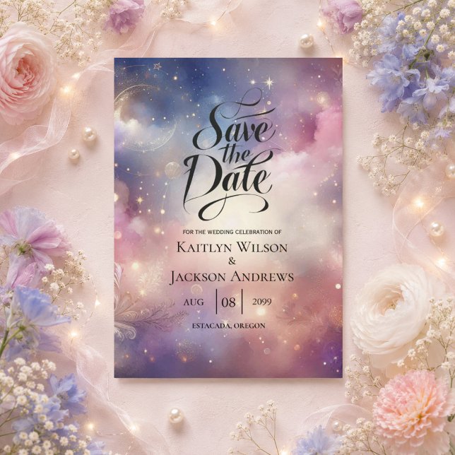 Schimmernde Himmelshardust-Hochzeiten Save The Date (Von Creator hochgeladen)
