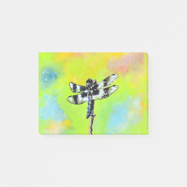 Schimmernde Libellenmalerei Post-it Klebezettel (Vorderseite)