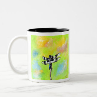 Schimmernde Libellenmalerei Zweifarbige Tasse