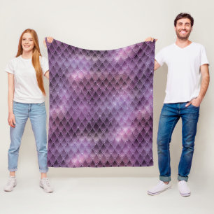 Schimmernde Lila Ombre- und Glitzer-Drachenrollen Fleecedecke