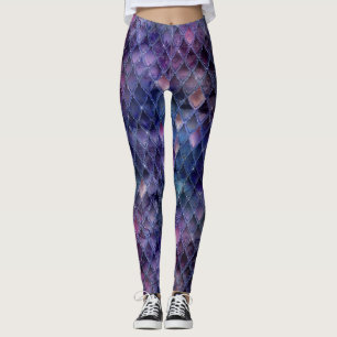 Schimmernde Lila Ombre- und Glitzer-Drachenrollen Leggings
