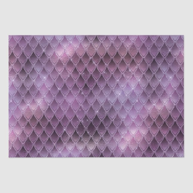 Schimmernde Lila Ombre- und Glitzer-Drachenrollen Seidenpapier (Vorderseite)