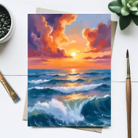 Schimmernde Meeres-Sonnenuntergangs-Ozean-Aquarell