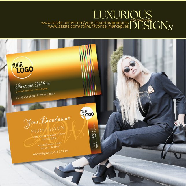 Schimmernde orange farbige Streifen hinzufügen Log Visitenkarte (Von Creator hochgeladen)