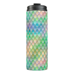 Schimmernde Pastel-Regenbogen- und Glitzer-Drachen Thermosbecher