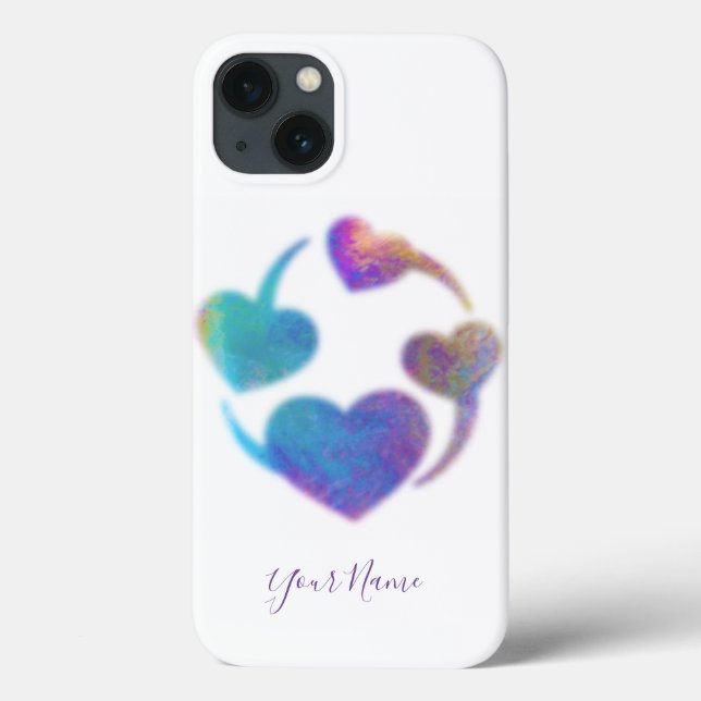 Schimmernde Regenbogenherzen mit Ihrem Namen Case-Mate iPhone Hülle (Rückseite)