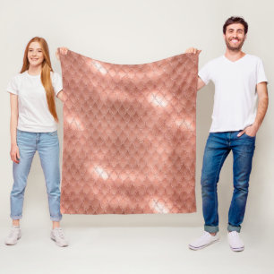 Schimmernde Rose Gold Glitzer Dragon Scales Fleecedecke