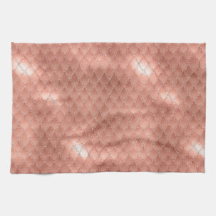 Schimmernde Rose Gold Glitzer Dragon Scales Geschirrtuch