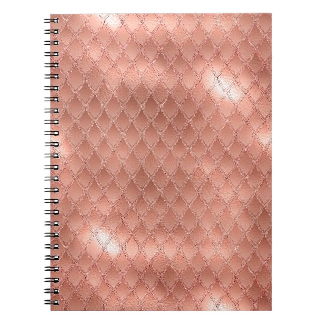 Schimmernde Rose Gold Glitzer Dragon Scales Notizblock (Vorderseite)