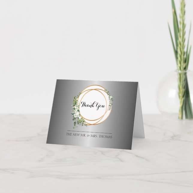 Schimmernde Silber- und Goldene Ringe Dankeskarte (Vorderseite)