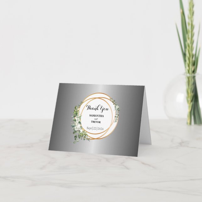 Schimmernde Silber- und Goldene Ringe Dankeskarte (Vorderseite)
