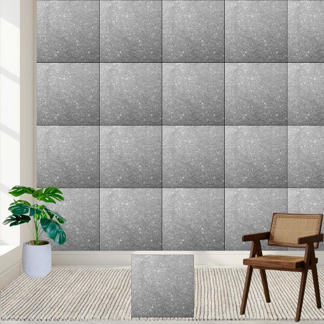 Schimmernde Silver Glitzer Keramik Tile Fliese (Shimmering Silver Glitter Ceramic Tile)