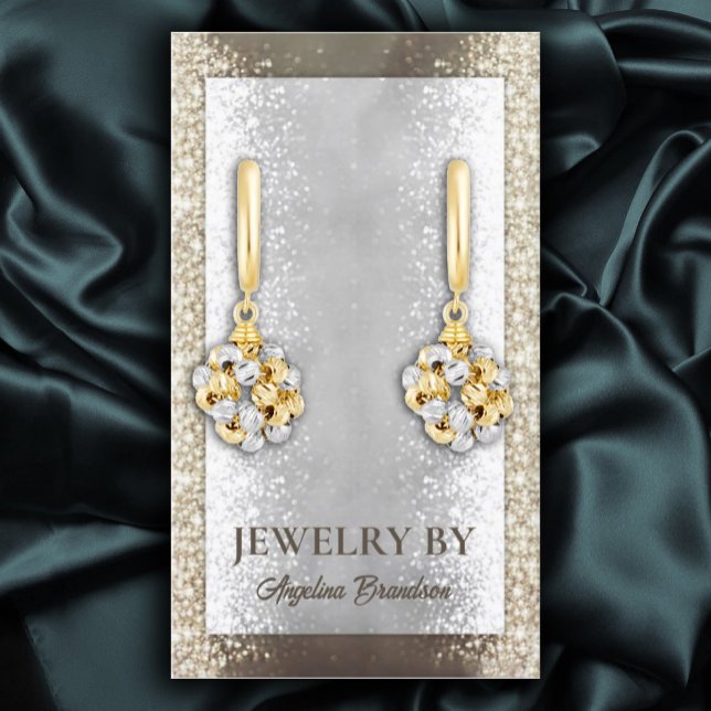 Schimmernde Silver Gold Glitzer Earring Display Visitenkarte (Perfect for business)