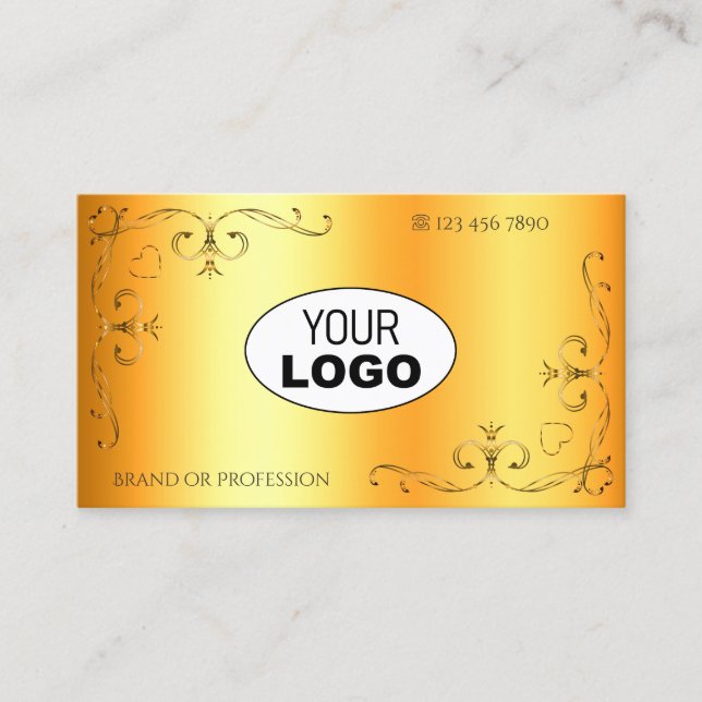 Schimmernde Verzierte Ecken mit Logo Luminous Oran Visitenkarte (Vorderseite)