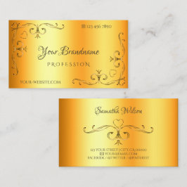 Schimmernde Verzierte Eckgrenzen Leuchtend Orange Visitenkarte