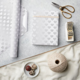 Schimmernde weiße Hochzeitsherzen Geschenkpapier
