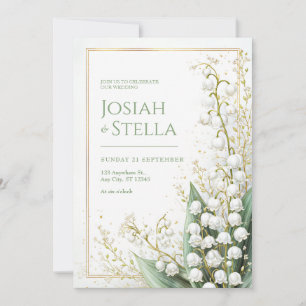 Schimmernder Goldstaub-Lilien-Tal-Rahmen-Hochzeit Einladung