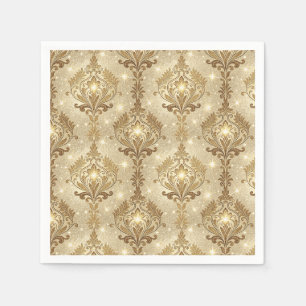 Schimmernder königlicher Luxus Gold Damast Blumenm Serviette