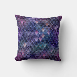 Schimmernder lila Ombre & Glitter-Drachenschuppen Kissen