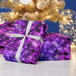 Schimmernder Lila Ozean Glamour Meerjungenskala Geschenkpapier