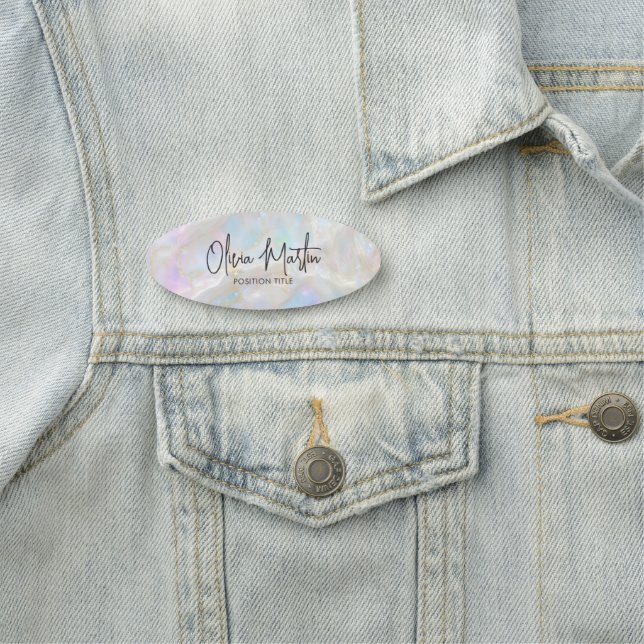 Schimmernder Opal-Irideszenz-Hintergrund Namensschild (Beispiel)