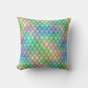 Schimmernder Pastell-Regenbogen & Glitzer-Drachens Kissen