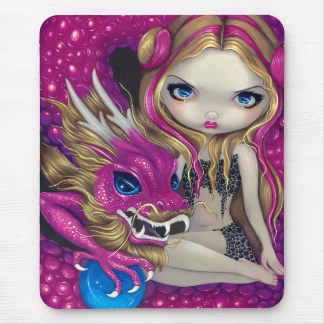 "Schimmernder rosa Drache" Mousepad (Vorne)