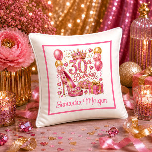 Schimmernder rosa Glitter-Glanz 30. Geburtstagskis Kissen