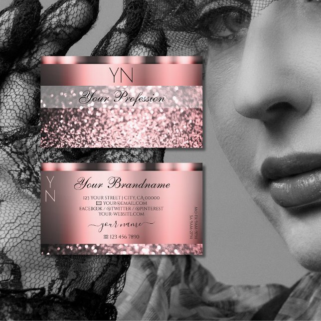 Schimmernder Rose Rosa glänzender Glitzer mit Mono Visitenkarte (Von Creator hochgeladen)