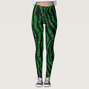 Schimmerndes Abstraktes Muster in Grün und Schwarz Leggings