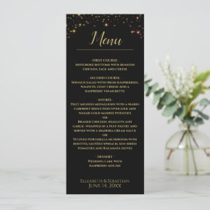 Schimmerndes Hochzeitsmenü der Glitzern Menükarte