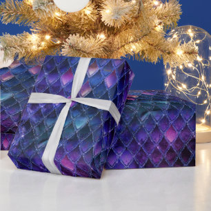 Schimmerndes Lila Ombre & Glitzer-Drachenschuppen Geschenkpapier