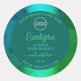 Schimmerndes Logo für Aquamarine und grüne Muster Runder Aufkleber