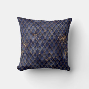 Schimmerndes Navy- & Gold-Glitzer-Drachenschuppen Kissen