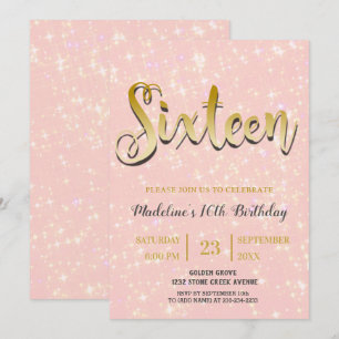 Schimmerndes Rosa Sweet 16 Einladung