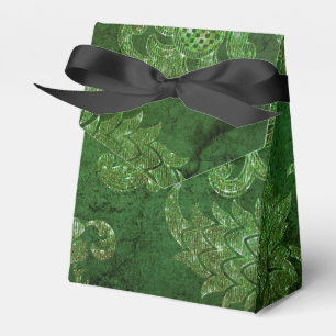 Schimmerndes Smaragdgrün Vintage Damast Geschenkschachtel