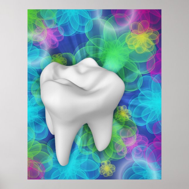 Schimmerndes White Tooth Dentist Flower Poster (Vorne)