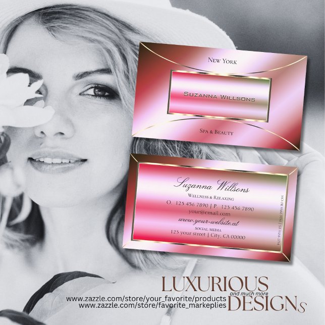 Schimmerrosa Grün Ombre Goldene Dekoration Luxus Visitenkarte (Von Creator hochgeladen)