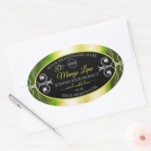 Schimmery Green Product Labels Logo Juwelen Black Ovaler Aufkleber