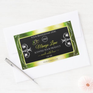 Schimmery Green Product Labels Logo Juwelen Black Rechteckiger Aufkleber