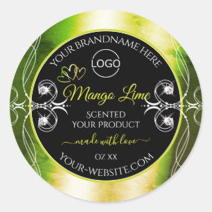 Schimmery Green Product Labels Logo Juwelen Black Runder Aufkleber