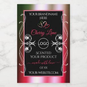 Schimmery Red Green Product Label Logo Juwelen Bla Lebensmitteletikett