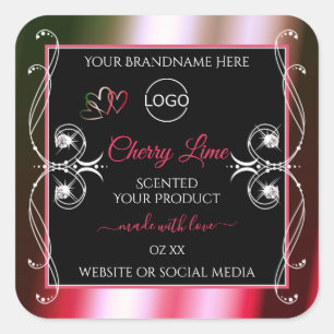 Schimmery Red Green Product Label Logo Juwelen Bla Quadratischer Aufkleber