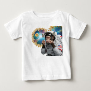 Schimpanse-Astronaut schwebt mit kosmischem Popcor Baby T-shirt