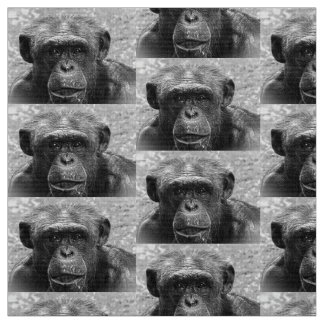 Schimpanse-Gesicht, großer Charakter, Schwarzweiss Stoff