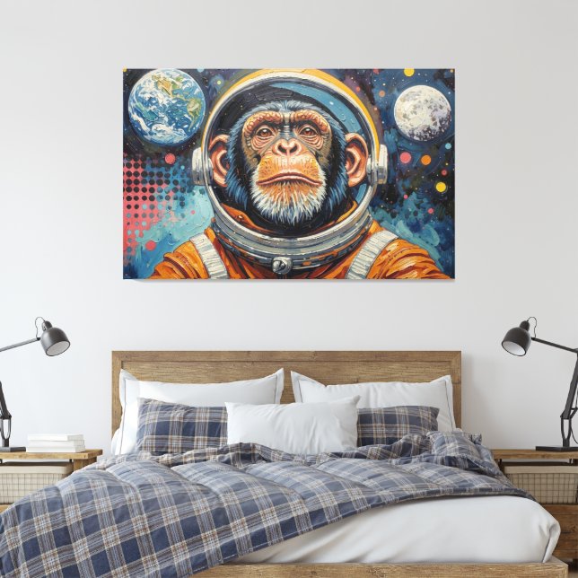 SCHIMPANSE IM WELTALL-15 LEINWANDDRUCK (Insitu (Schlafzimmer))