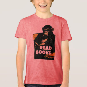 Schimpanse liest Bücher Tri-Blend Shirt