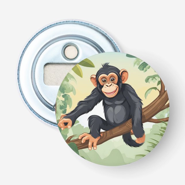 Schimpanse mit ihrem niedlichen Schwanz auf den Fi Flaschenöffner (Vorderseite)