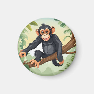 Schimpanse mit ihrem niedlichen Schwanz auf den Fi Magnet